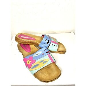 Art Effects Vintage Hippie Boho Sandal Slides Woman's 7.5 80s Sandals Leather